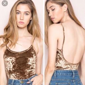 Brandy Melville Reina Velvet Bodysuit brown like new